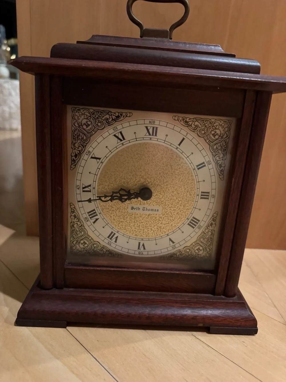 Vintage-Style Brown Mantel Clock Wall Decor